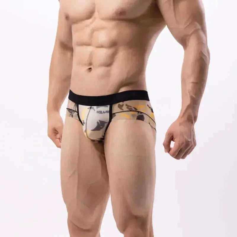 Men's Double-Layer Mesh Briefs Breathable Color Block Underwear Meifu Market