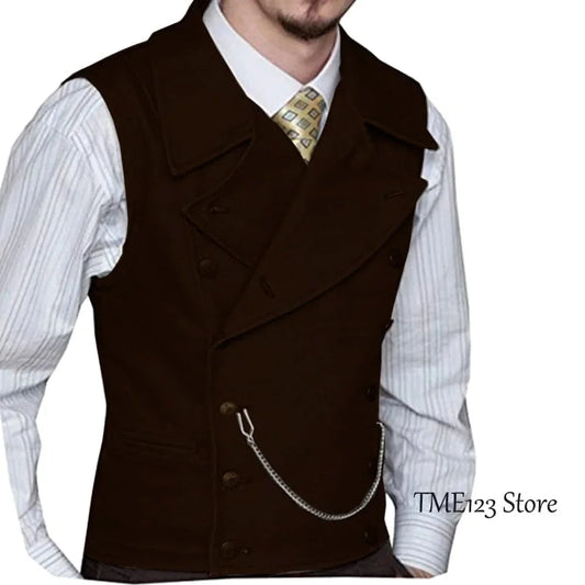 Men's Woolen Suit Vest - Victorian Double Breasted