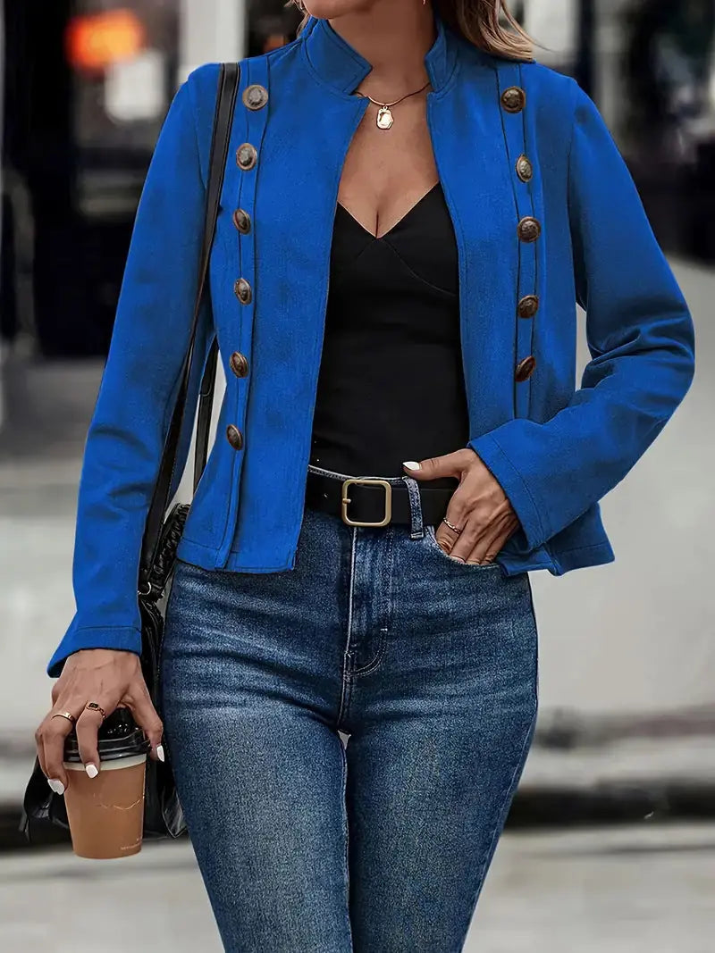 Double-row Metal Buckle Deerskin Velvet Retro Long-sleeved Coat Meifu Market