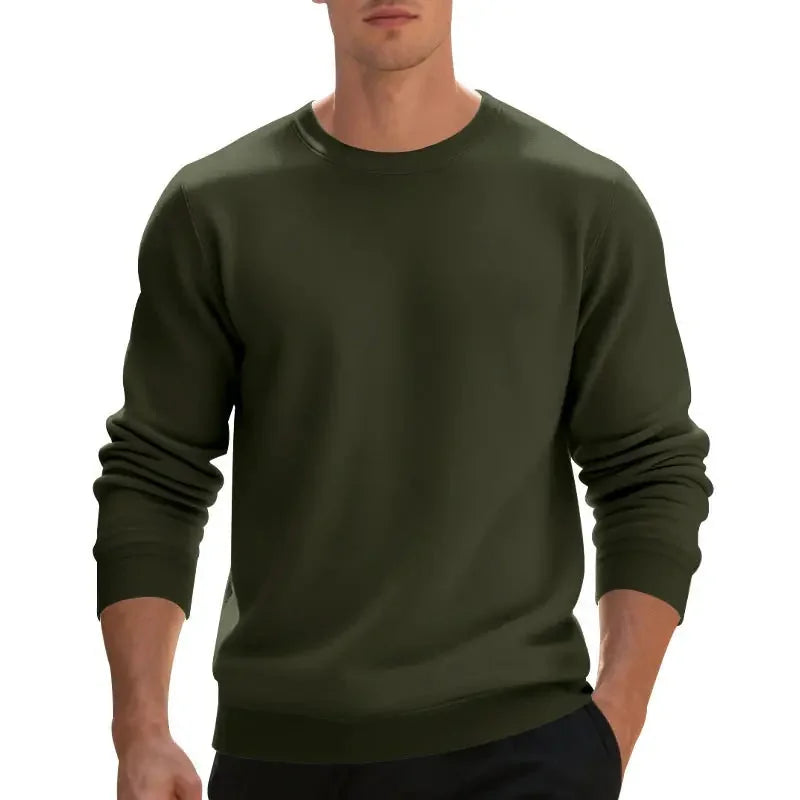 fleece-lined construction | loose fit sweater | cotton blend material | energy saving