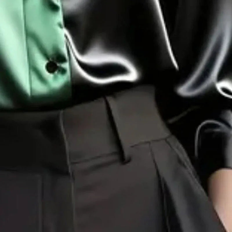 Women's Colorblock Long Sleeve Blouse Shirt Button Down Collared Tops Meifu Market