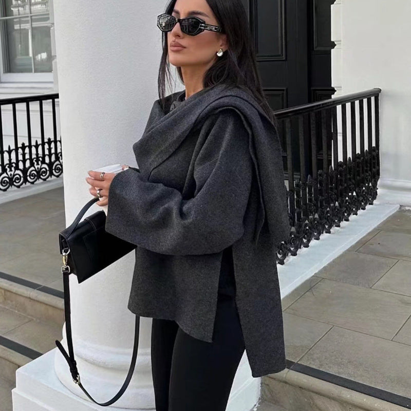 Women's Loose Casual Cape Knitted Sweater Coat Meifu Market