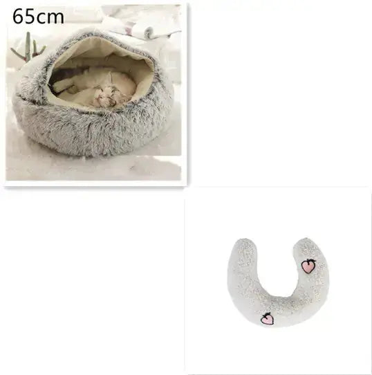 2-in-1 Dog & Cat Bed - Round Plush Warm Winter Pet House Meifu Market