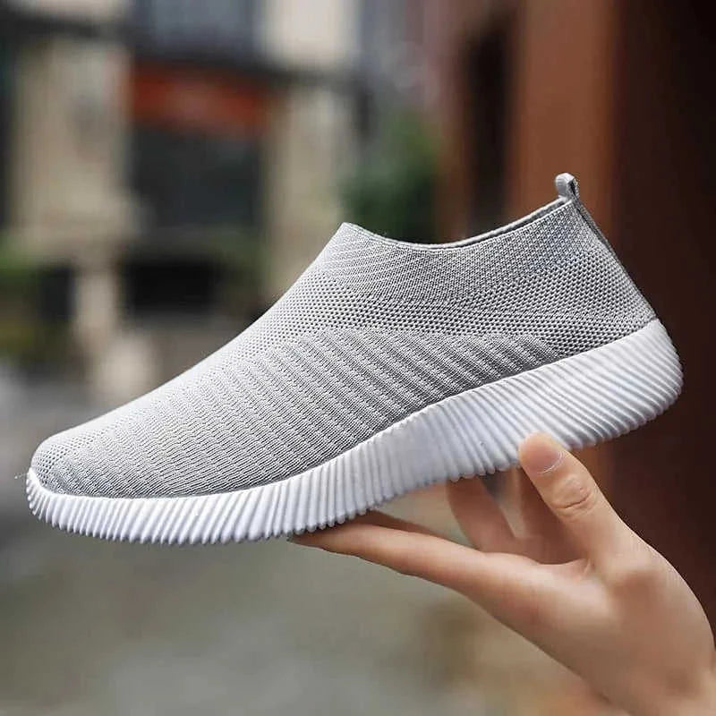 stretch mesh slip-on shoes | breathable knit flats | soft sole walking shoes | energy saving