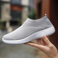 stretch mesh slip-on shoes | breathable knit flats | soft sole walking shoes | energy saving