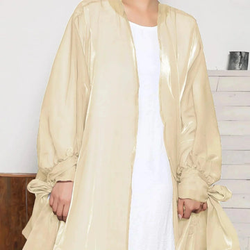 lace-up satin cardigan robe | open front abaya with bow | lily satin kimono robe | energy saving