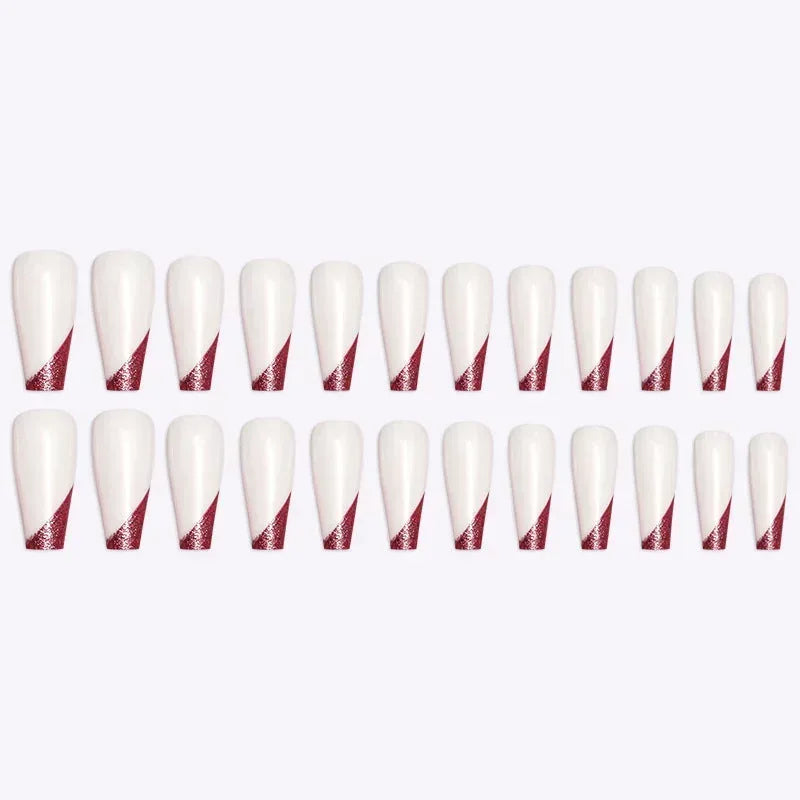 long ballet coffin nails | finished press on nails | salon quality fake nails | ultrasonic cleaning