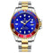 Mens Watches TEVISE Quartz Wrist Watch Waterproof Sport Business Gold Blue - scale comparison view