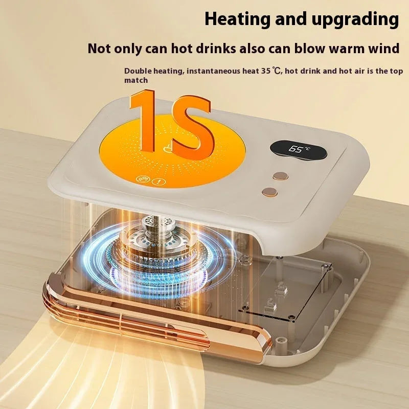 fast heating technology | compact desk heater | dual function warmer | ultrasonic cleaning