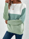 Pullover Knitted Sweater Fashion Round Neck Splicing Knitwear Loose Top Women's Clothing Meifu Market