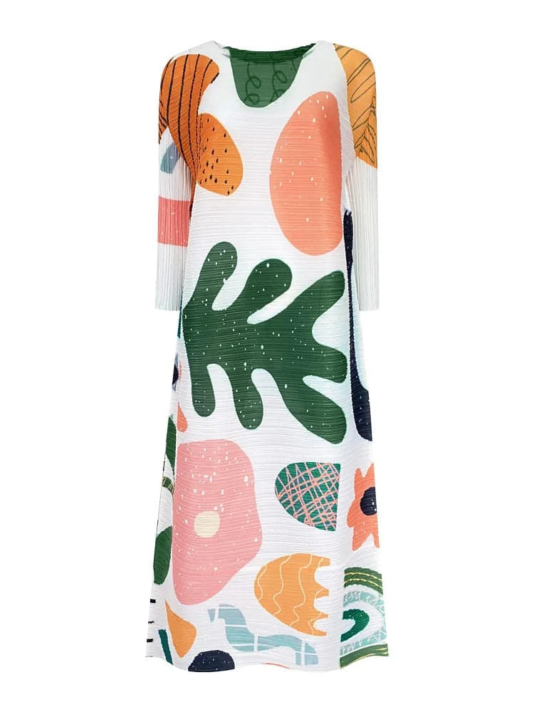 pleated midi dress | floral print dress | comfortable womens dress | ultrasonic cleaning