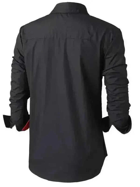 A Cool And Casual Long-sleeved Shirt In Contrasting Colors For A Teenage Man - view 6 (material: cotton | pattern: solid,...
