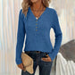 Womens Long Sleeves Ribbed Knit Tunic Shirts V Neck Button Down Tops Casual Tee Shirt Blouses Meifu Market