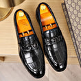Embossed Pedal Horsebit Buckle Business Casual Youth Shoes Meifu Market
