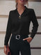 Commuter V-neck Long-sleeved Shirts Ins Fashion Solid Color Pullover Top Autumn And Spring Women's Clothing Meifu Market