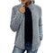 Fall Winter Warm Sweatshirt Stand Collar Solid Color Top Sweater Women's Casual Fashion Long Sleeve Zipper Bubble Velvet Coat Tops Meifu Market