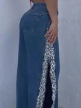 leopard print jeans | high-waisted zip-up jeans | stretch denim fabric | ultrasonic cleaning