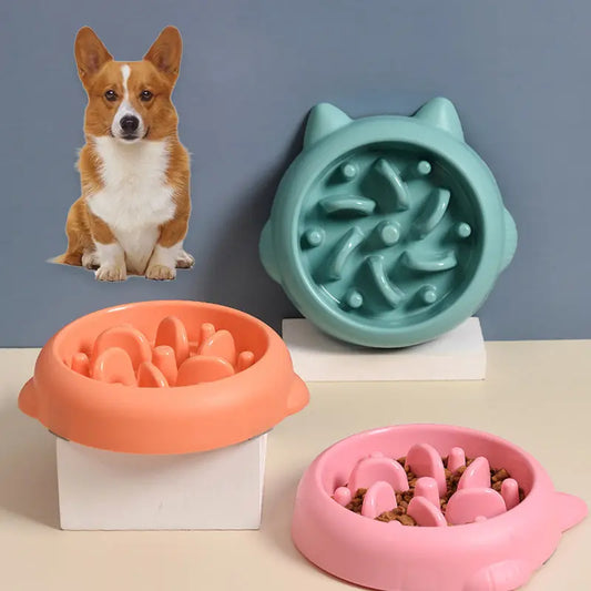 Slow Feeder Bowl - Anti-Choking Puzzle Dish for Dogs & Cats