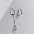 pierced pearl tassel earrings | sterling silver pearl studs | long drop dangle earrings | energy saving
