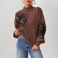Women's Three-dimensional Ribbon Embroidery Flower Mock Neck Sweater Meifu Market