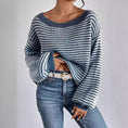 Women's Off-neck Shoulder-baring Sweater Contrast Color Meifu Market