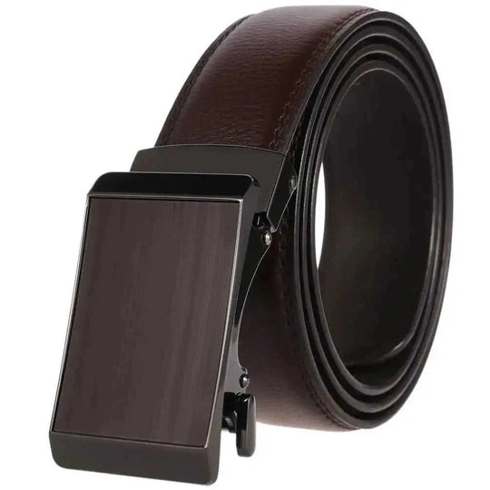 Cowhide Alloy Belt Automatic Buckle Business Casual Belt Men's Pant Belt Browngun Buckle A - color variant display