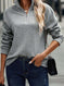 Zipper Stand Collar Pullover Sweatshirt Fashion Solid Striped Long Sleeve Top Spring And Autumn Women's Clothing Meifu Market