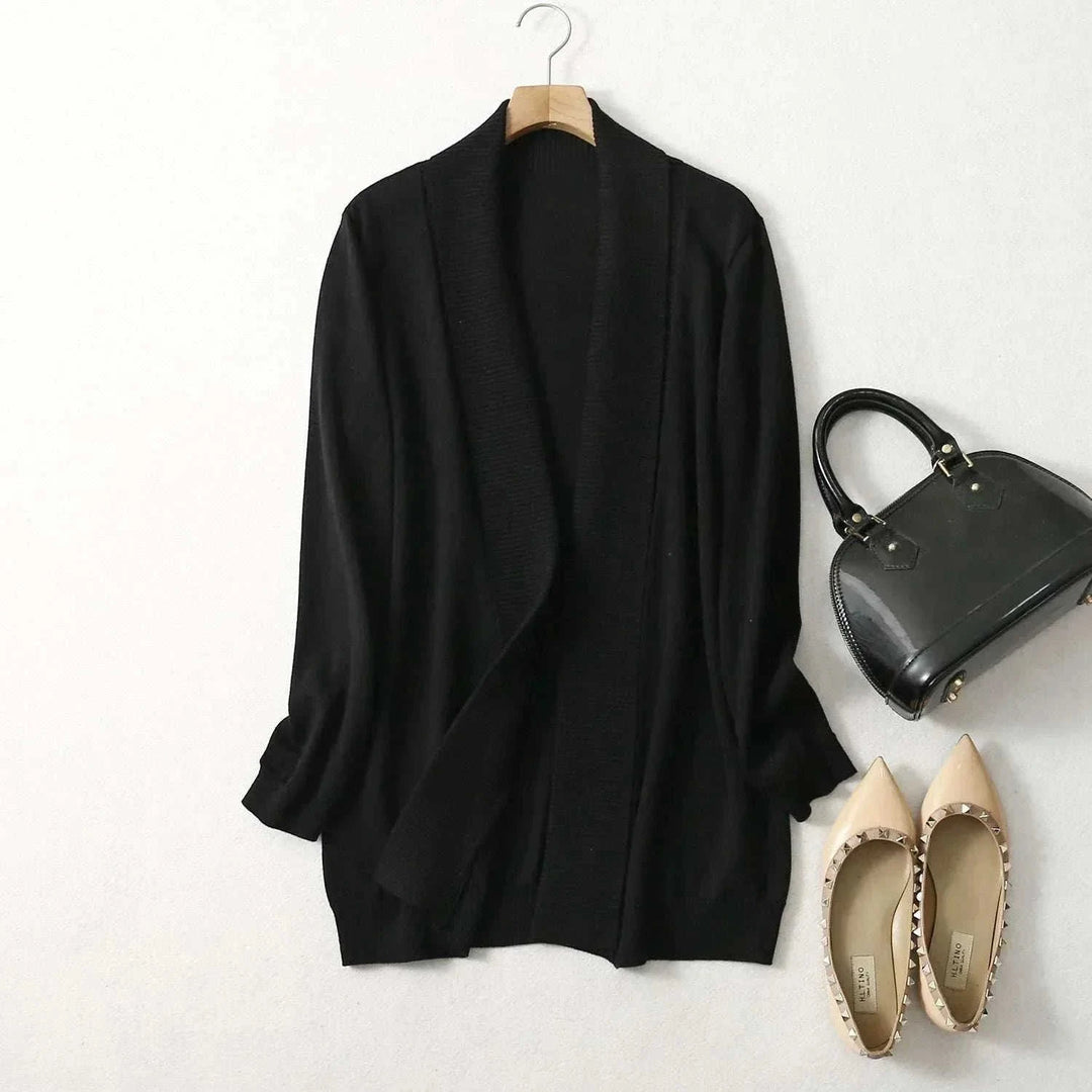 soft cashmere blend cardigan | loose fit long sleeve coat | lightweight knitted sweater | energy saving