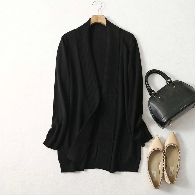 soft cashmere blend cardigan | loose fit long sleeve coat | lightweight knitted sweater | energy saving