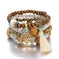 Boho Tree of Life Bracelet Set - 4 Piece Wooden Beads Elastic Bangle with Tassels Charm for Women - Meifu Market