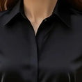 Women's Long Sleeve Satin Blouse, V Neck Loose Fit Tunic Top For Business Casual Office Fall Meifu Market
