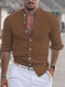 Men's Long Sleeve Shirt With Button Casual Solid Color Tops For Spring Autumn Gray - color variant display