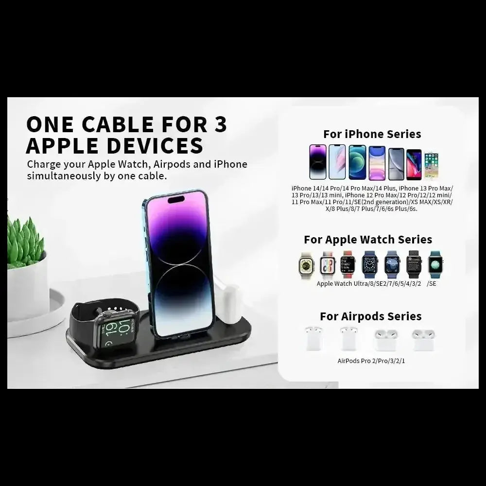 in 1 fast charging station | magnetic wireless charger stand | portable bedside charging pad | ultrasonic cleaning