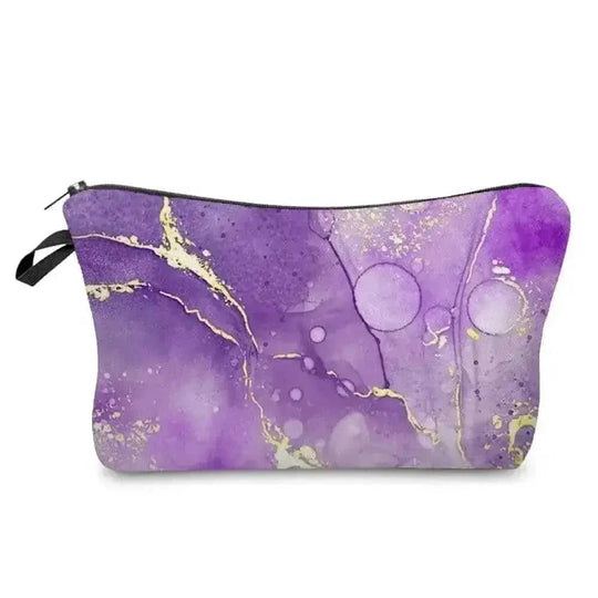 marble pattern makeup bag | vegan leather cosmetic organizer | waterproof cosmetic pouch | energy saving