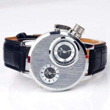 stainless-steel alloy case | genuine leather strap | everyday casual timepiece | energy saving