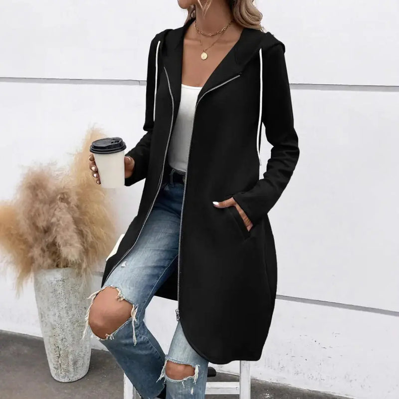 Personality Street Zip Hooded Long Velvet Lining Sweatshirt Meifu Market