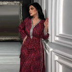 Women's Arabic Calligraphy Print Maxi Dress | Purple & Red S–XXL