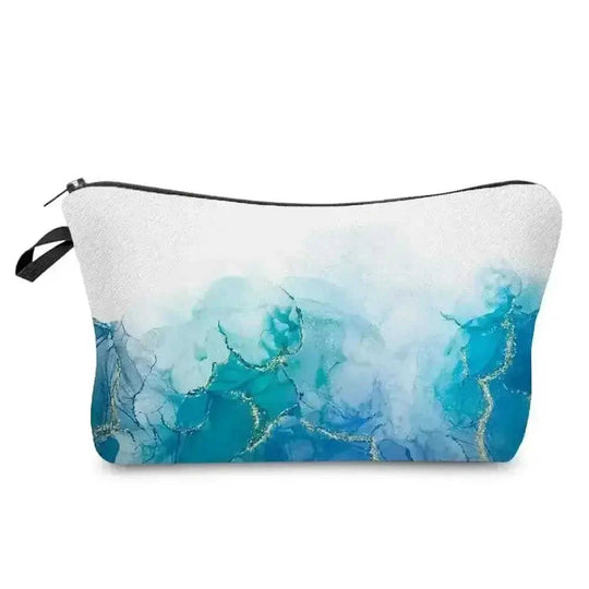 marble pattern makeup bag | vegan leather cosmetic organizer | waterproof cosmetic pouch | ultrasonic cleaning