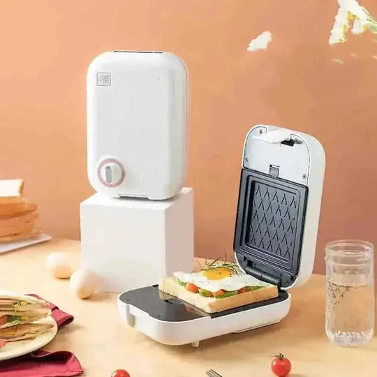 mini breakfast sandwich maker | non-stick waffle maker with plates | 3-in-1 breakfast cooker machine | ultrasonic cleaning
