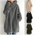 Oversized S-5XL Women Loose Hooded Coats Autumn Female Tie Collar Long Sleeve Zipper Up Add Velvet Long Sweatshirt Meifu Market