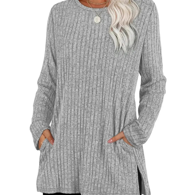 sunken stripe knitwear | merino wool blend sweater | oversized fit sweater | energy saving