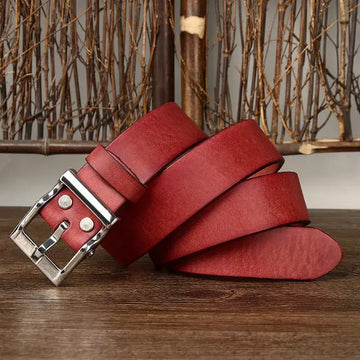 Men's Retro Leather All-match First Layer Cowhide Stainless Steel Buckle Belt meifu market