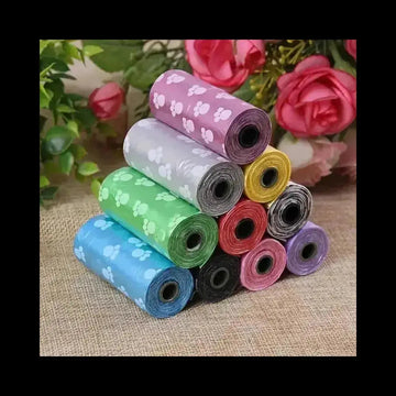 150-600pcs Dog Poop Bags | Cartoon Paw Print Leak-Proof Waste Bags