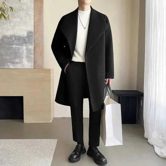 heavyweight wool blend coat | mid-length winter overcoat | mens insulated wool coat | ultrasonic cleaning