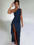 one shoulder satin dress | backless slit evening gown | elegant summer bodycon dress | energy saving
