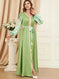 patchwork embroidery dress | long sleeve maxi dress | puff sleeve arabic dress | energy saving