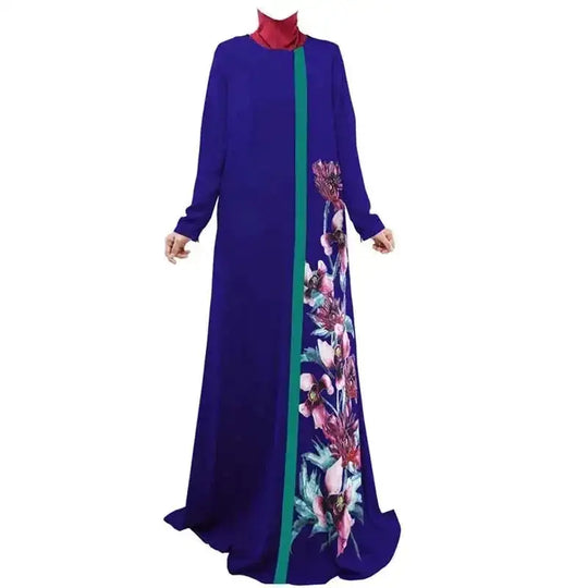 ethnic print maxi dress | long sleeve swing dress | 3d pattern zipper dress | ultrasonic cleaning