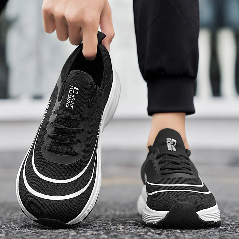 wide sole flyknit mesh shoes | breathable mesh running shoes | extra wide fit sneakers | energy saving