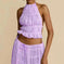 2pcs Women's Dress Suit Sexy Sleeveless Backless Cropped Halter Top And Pleated Long Skirt Beach Clothing - lifestyle...
