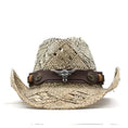 hand-woven natural grass hat | adjustable leather hatband | wide-brim sun protection hat | energy saving